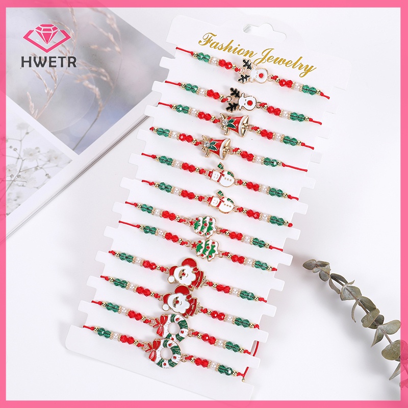 Bộ 12 Vòng Đeo Tay Giáng Sinh Dễ Thương Cho Bé Mới