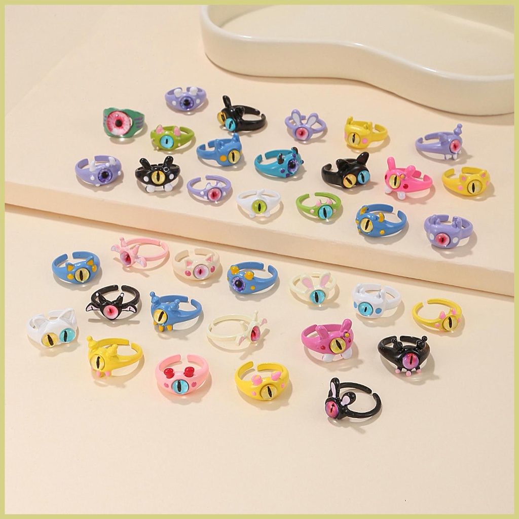 Bộ 36 Nhẫn Hình Đôi Mắt To Dễ Thương Có Thể Điều Chỉnh Cho Thanh Thiếu Niên / Bé Gái aseavn