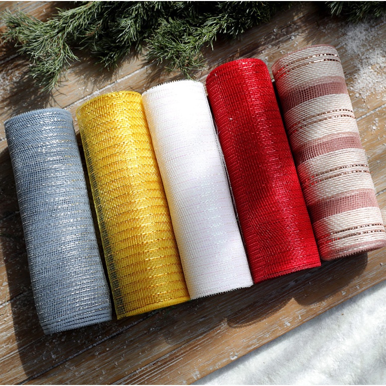 Cuộn 9 Mét Ruy Băng Voan Lưới RB47 Trang Trí Noel Trang Trí Quấn Cây Thông Khổ 26cm, 15cm