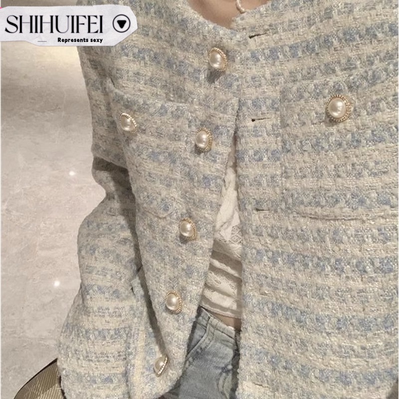 Áo khoác SHIHUIFEI WWY2390HBK 42Z231020 vải tweed phong cách cổ điển thời trang thu đông thanh lịch dành cho nữ