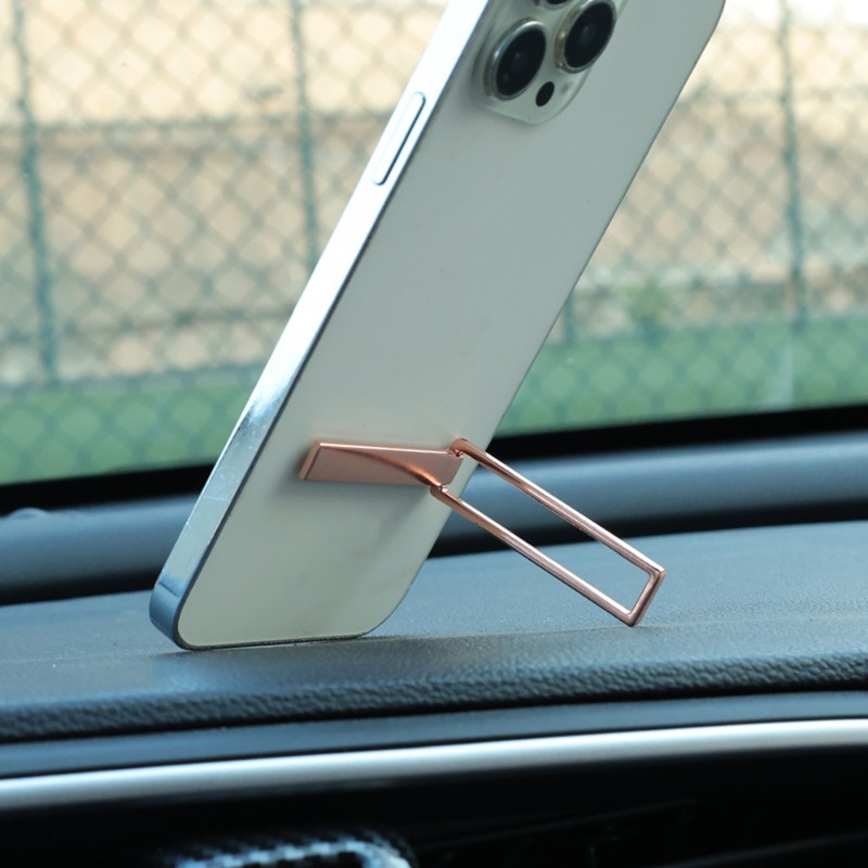 Giá Đỡ Điện Thoại / Nhẫn Đeo Ngón Tay Tự Dính Hình Chữ Nhật Bằng Kim Loại Vô Hình