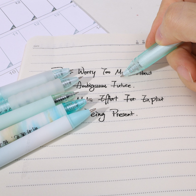 Set 6 Bút Thử Nghiệm Dạng Nhấn Nhanh Dung Tích Lớn / 0.5mm Màu Đen Dành Cho Học Sinh / Văn Phòng