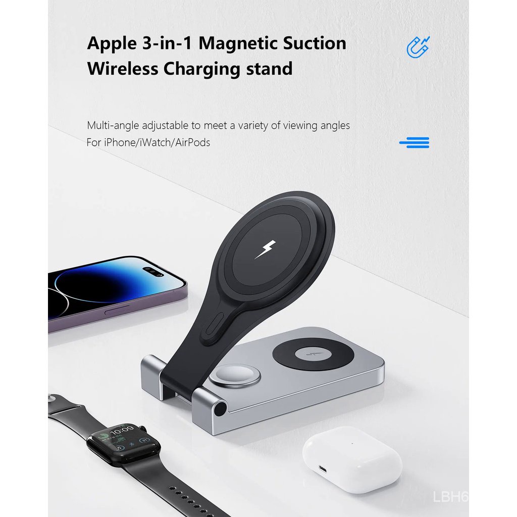 Đế Sạc Nhanh Không Dây 30w Gấp Được Cho iphone 15 14 13 12 pro max apple watch 8 7 airpods 3 Trong 1