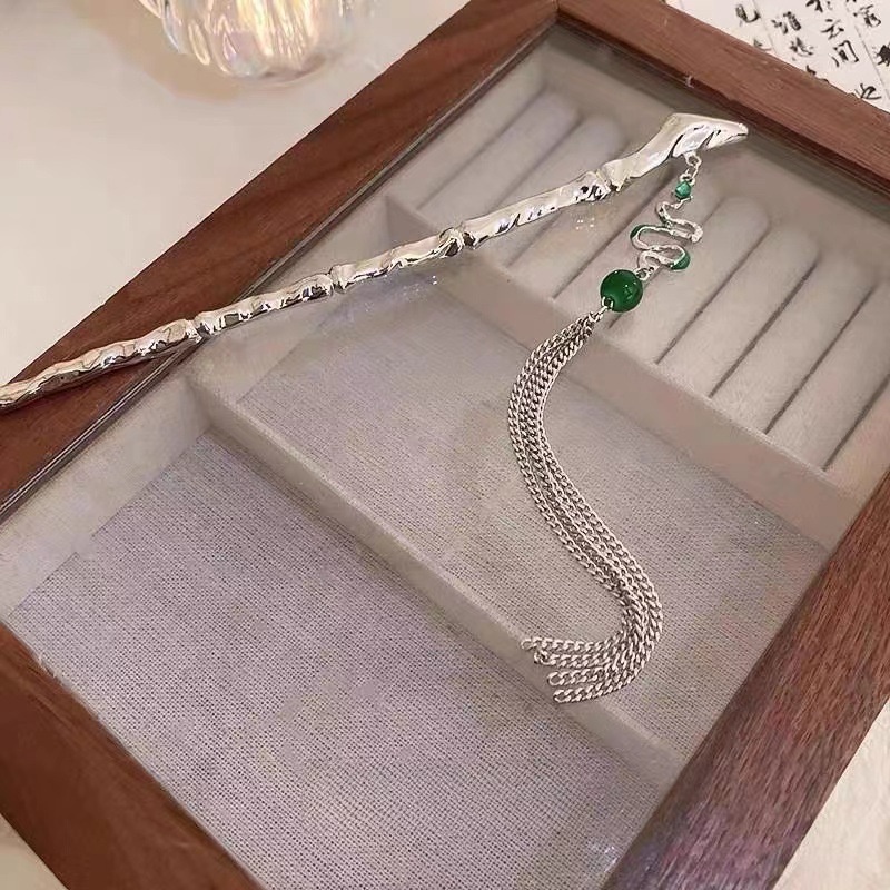 Mới Trâm Cài Tóc Tua Rua Bằng Hợp Kim Dát Ngọc Bích Phong Cách Trung Hoa Cho Nữ