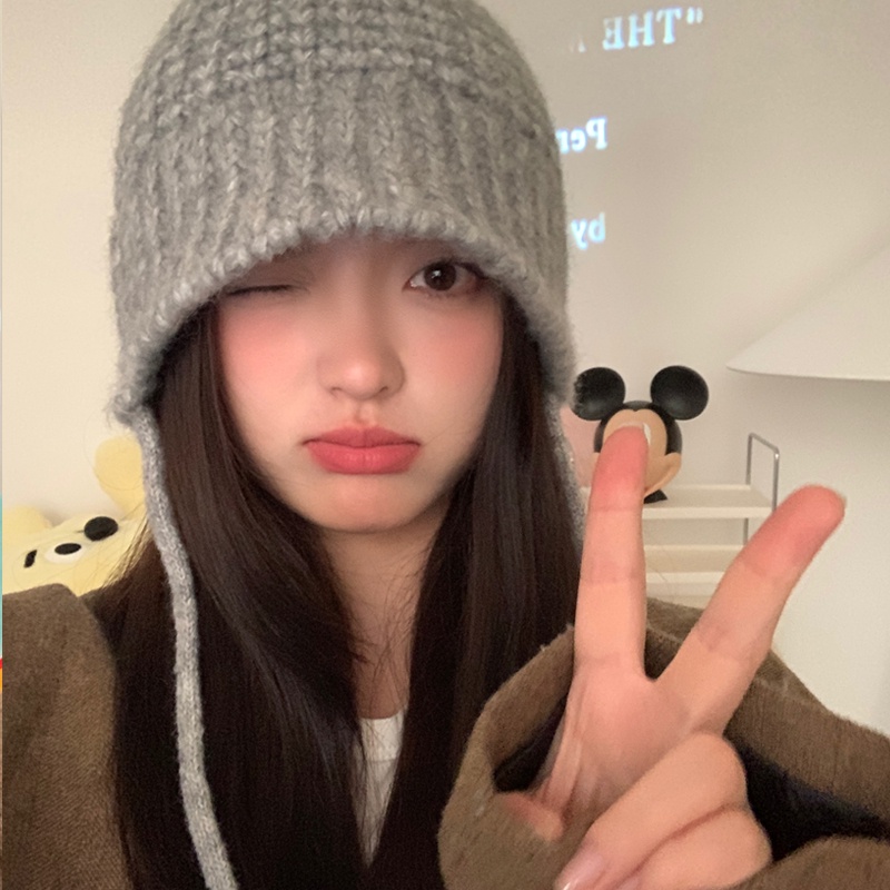 Mũ Len Màu Nâu Giữ Ấm Thời Trang Thu Đông Phong Cách Hàn Quốc Cho Nữ