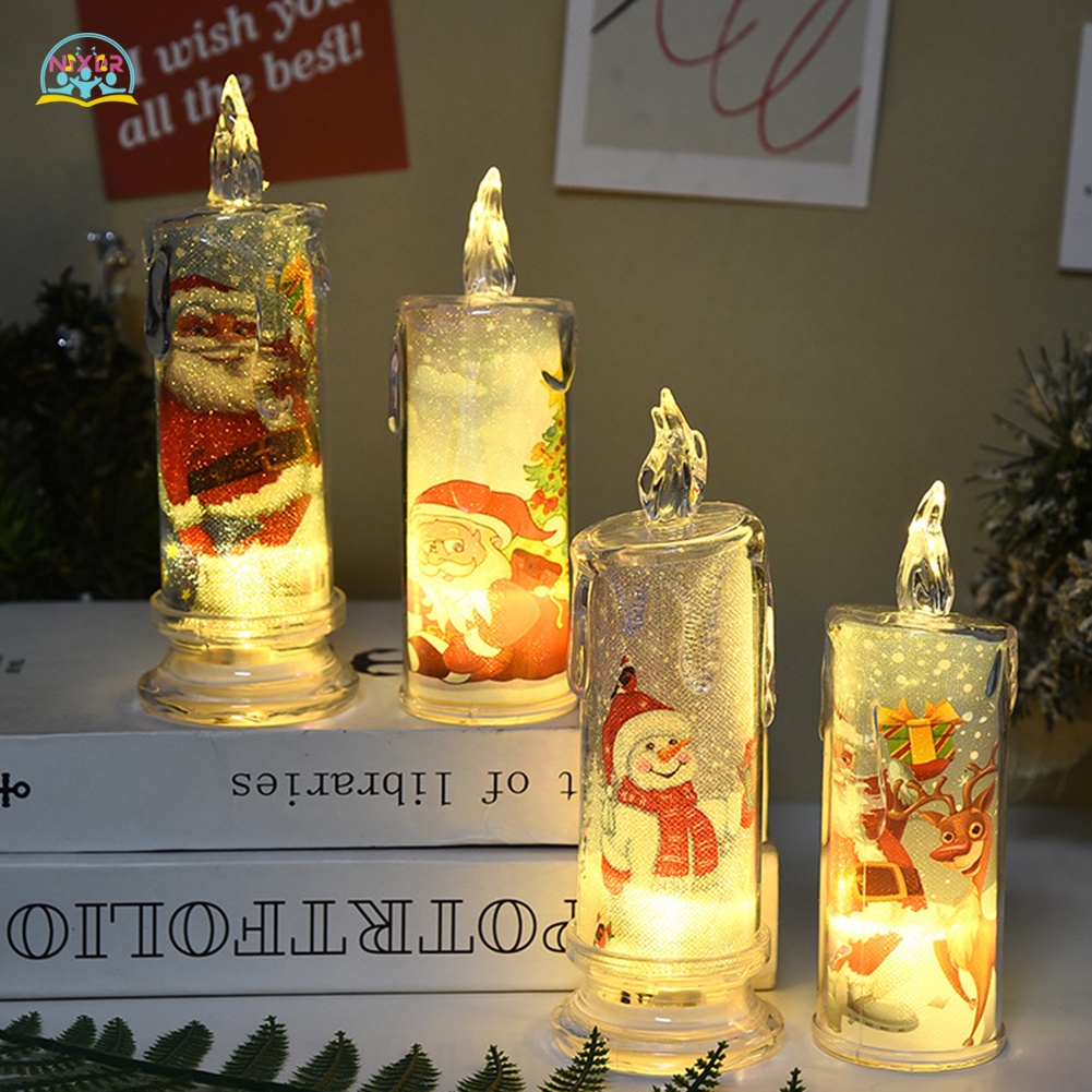 Đèn led Hình Nến in Họa Tiết Giáng Sinh Trang Trí Phòng Khách / Tiệc Tùng