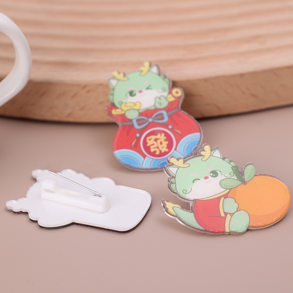 Ghim Cài Áo Hình Khủng Long Hoạt Hình Dễ Thương Phong Cách Trung Hoa