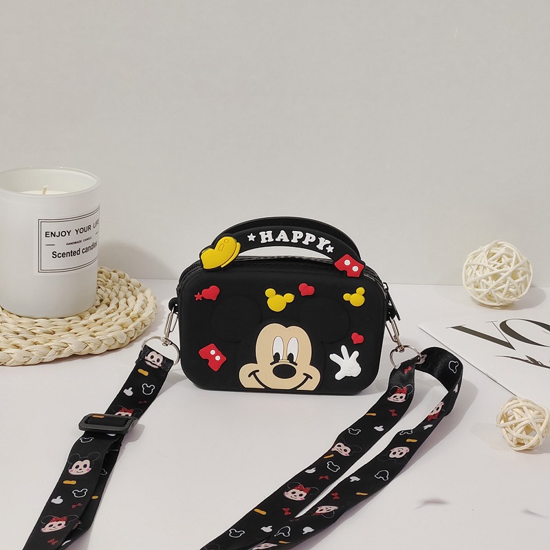 Disney Túi Đeo Chéo mini Bằng Silicagel Họa Tiết Hoạt Hình mickey Dễ Thương Cho Bé Gái