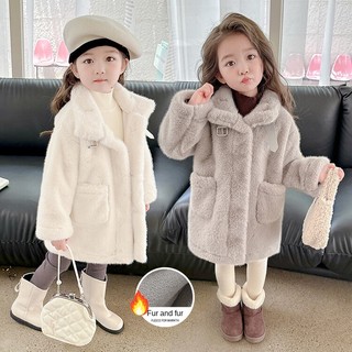 Áo khoác lông giữ ấm một mảnh thời trang mùa đông dành cho bé gái