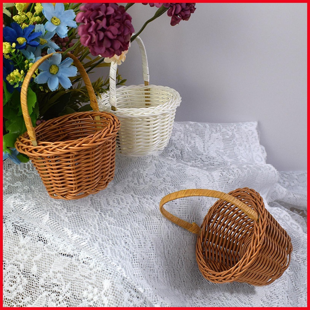 Giỏ Hoa Đan Mây Có Tay Cầm Dùng Trang Trí Xinh Xắn