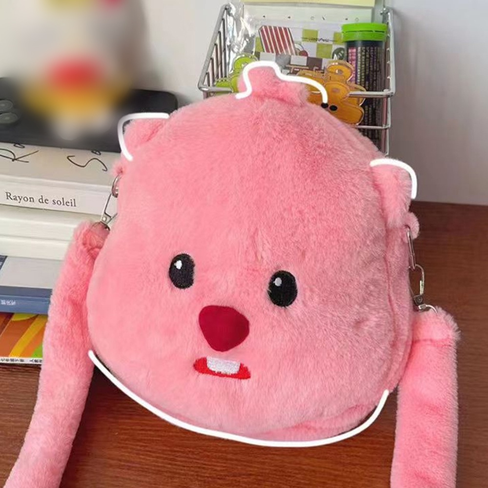 Dễ Thương Loopy Sang Trọng Màu Hồng Nhỏ Hải Ly Túi Nữ Hoạt Hình Búp Bê Di Động Đeo Vai Cô Gái Tặng-top3C01