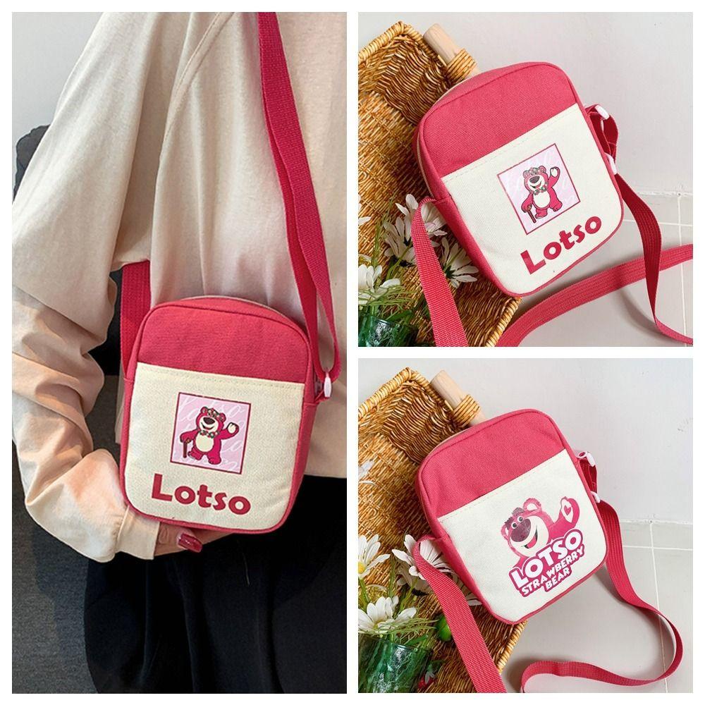 Dalton Túi canvas Đeo Chéo Đựng Đồ Trang Điểm Đa Năng Hình Gấu Dâu Tây Xinh Xắn