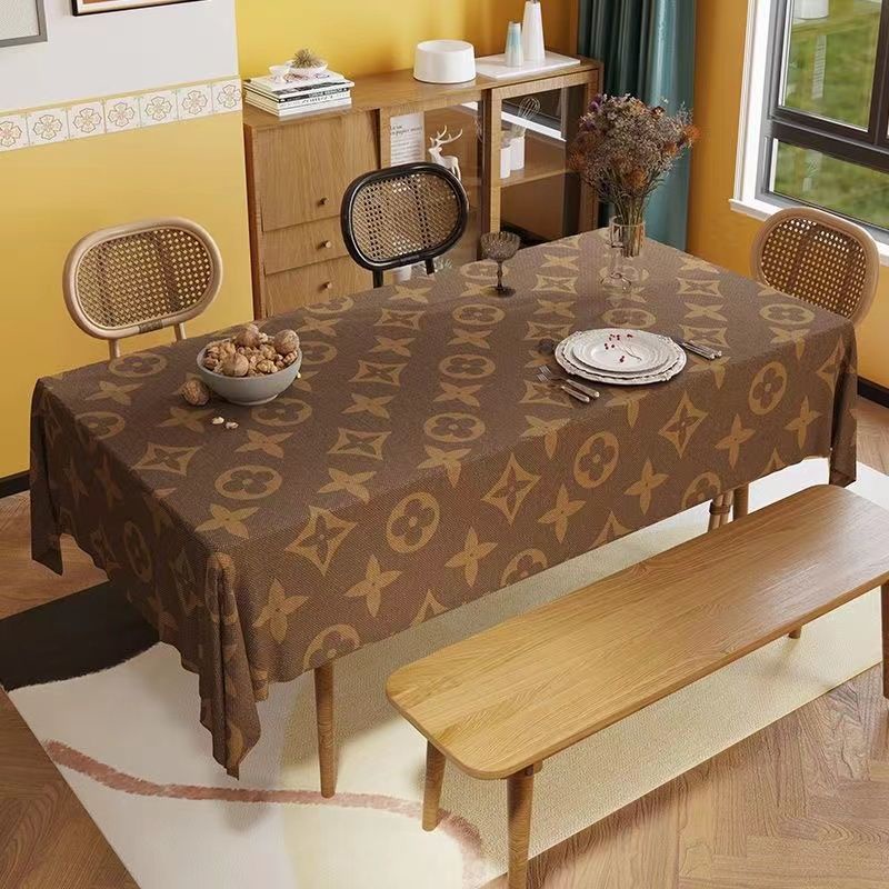 Khăn Trải Bàn Hình Chữ Nhật Vải flannel Nhẹ Cao Cấp Chống Bụi Phong Cách Bắc Âu Cổ Điển Sang Trọng