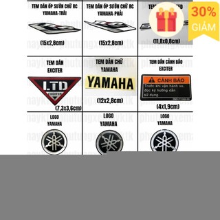 Yate-tem dán ốp sườn chữ rc-trái phải, yamaha, 5-speed, logo yamaha...,chốt nhựa pm