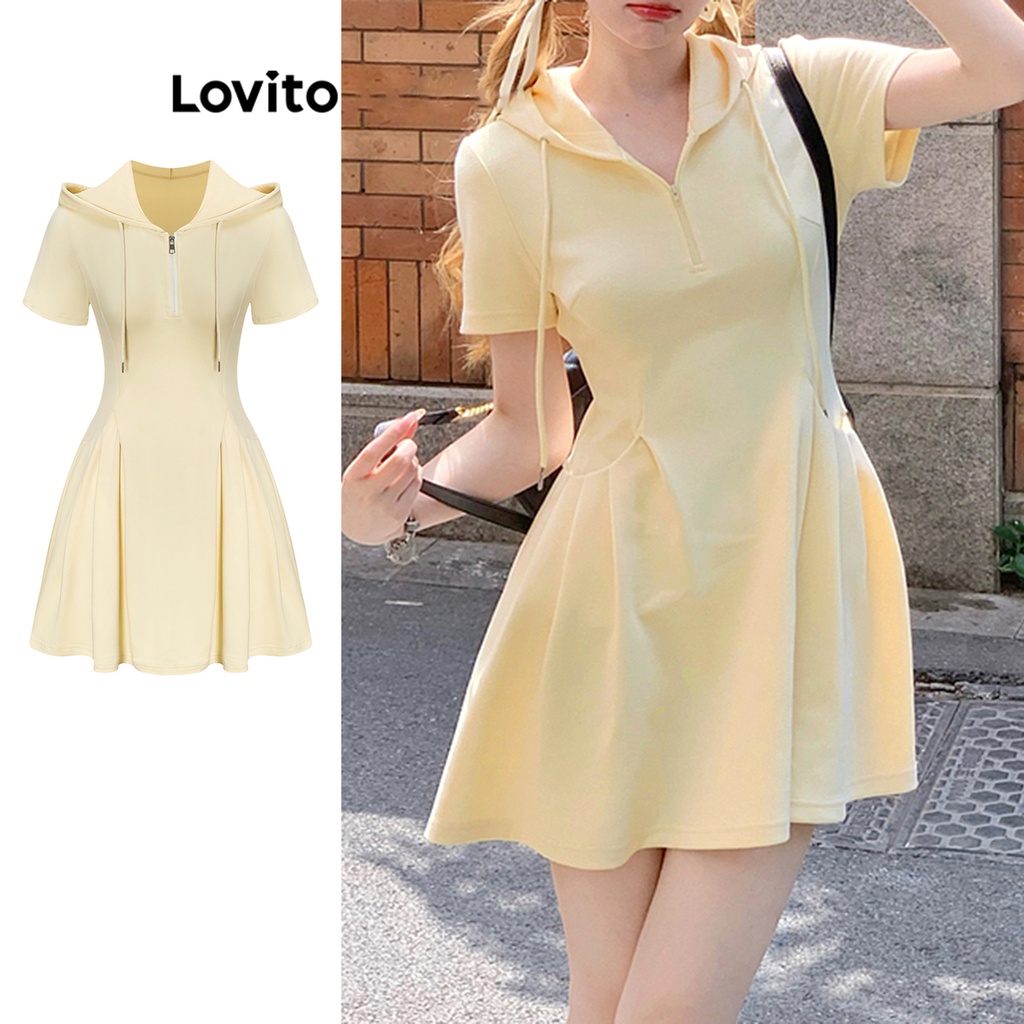 Lovito Váy có cấu trúc dây kéo trơn thông thường dành cho nữ L68ED139 (Quả mơ)
