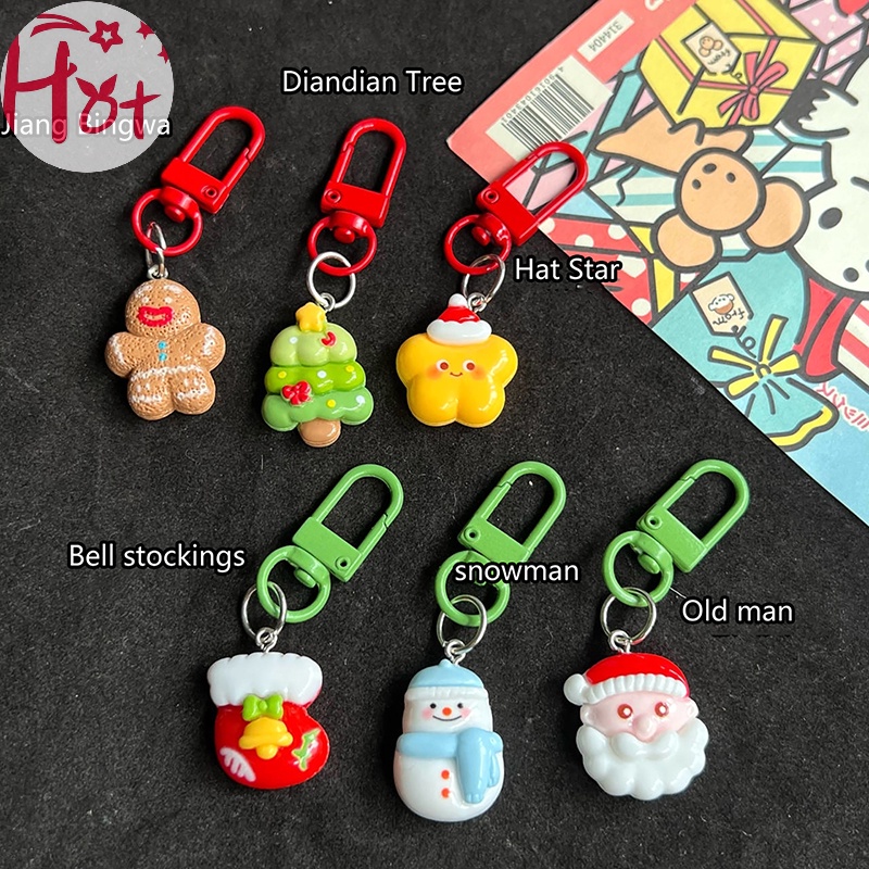 Jr Móc Khóa Hình Búp Bê Gừng / Ông Già Noel / Người Tuyết Hoạt Hình Dễ Thương Trang Trí Cây Thông Giáng Sinh vn