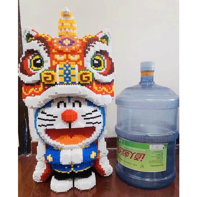 Mô hình lắp ghép Doraemon đầu lân