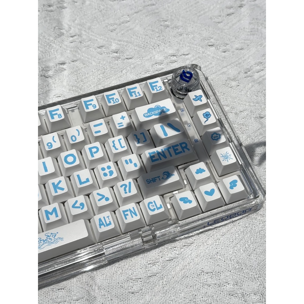 Bàn Phím Cơ 126 / 128 Phím Màu Hồng / Xanh Dương / Đen Họa Tiết Mèo Hawaii