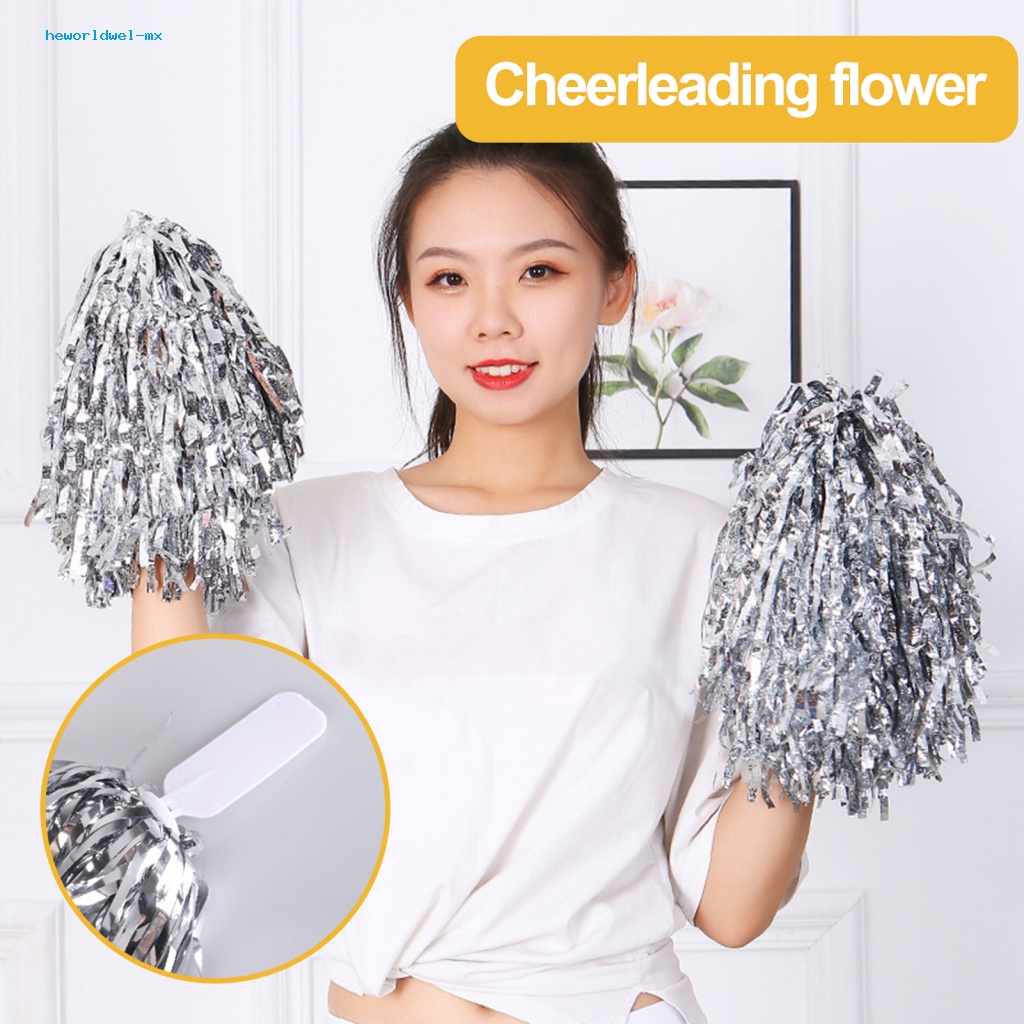 Heworldwel Set 18 Quả Cầu Giấy Bạc Có Tay Cầm Hình Bông Hoa Cổ Vũ Đại Nam Ánh Kim Cho Các Bữa Tiệc