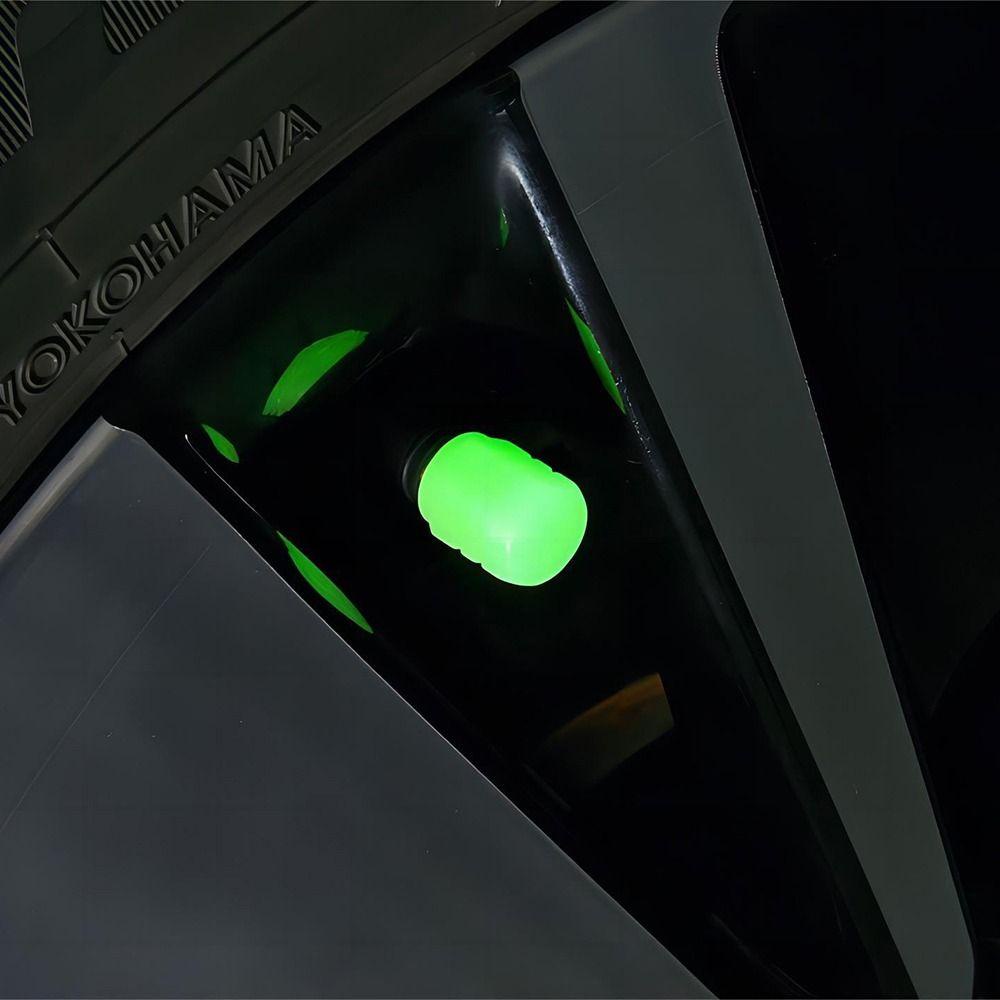Tarsurevn Set 4 Nắp Van Dạ Quang Gắn Bánh Xe Hơi Xe Máy Màu Xanh Lá Cây Phong Cách Ban Đêm Phổ Biến