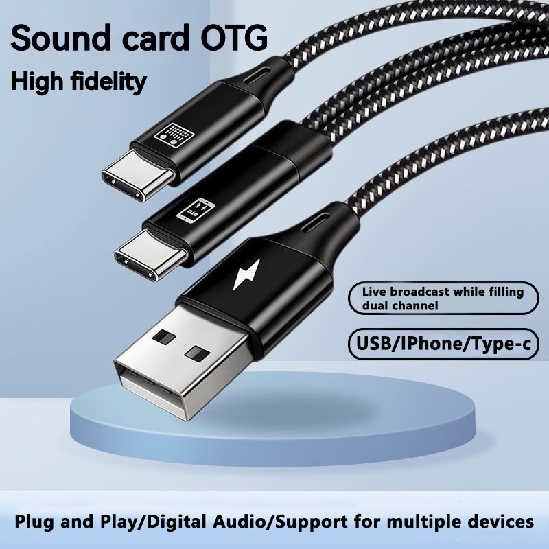 Dây Cáp Âm Thanh Thẻ live otg type-c Cho iphone xiaomi Điện Thoại