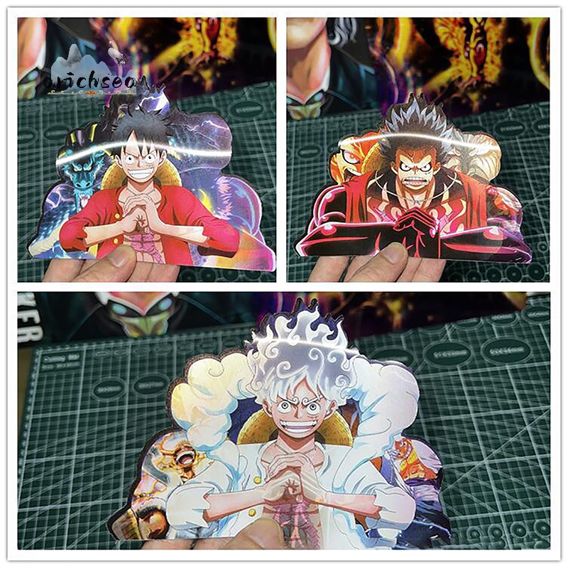 Miếng Dán Trang Trí Xe Hơi Ván Trượt Họa Tiết Hoạt Hình one piece luffy five gear sun god nika 3d