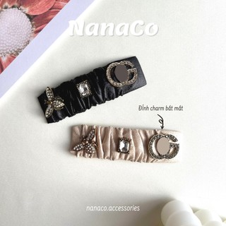 Kẹp tóc mái cho nữ đính đá da nhún Hàn Quốc
