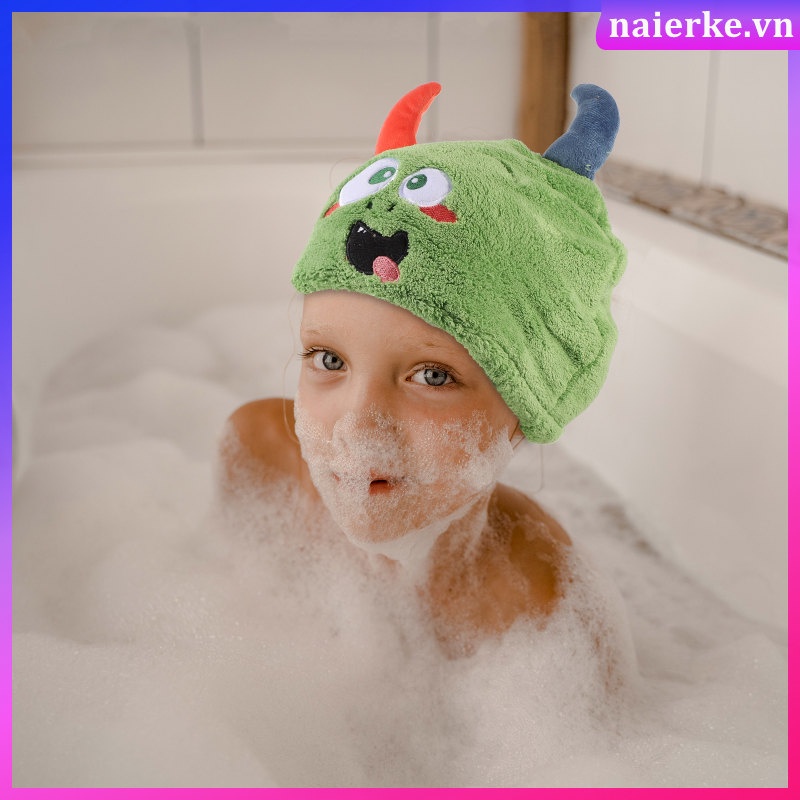 Khăn Quấn Tóc Thấm Hút Tốt Nhanh Khô Kiểu Hoạt Hình Đáng Yêu Cho Bé