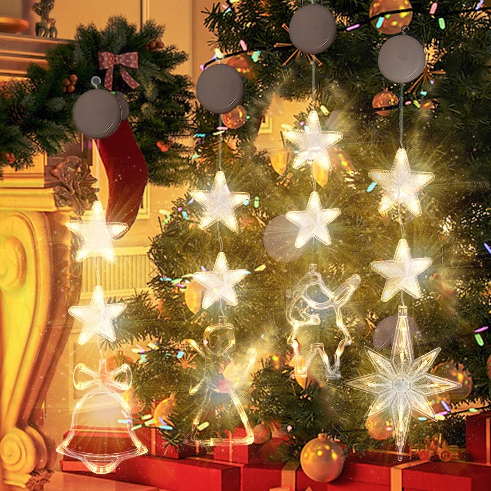 Dây Đèn led Hình Bông Tuyết / Ông Già Noel Trang Trí Giáng Sinh Năm Mới