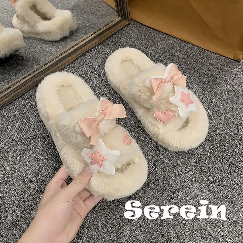 Serein  dép lông dép bông Đế Dày dép quai hậu đế cao 2023 hot trend Chống trơn trượt Điểm nhấn Kiểu dáng độc đáo Đế linh hoạt FMR23B0414 44Z231103