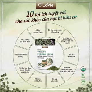 Hạt bí hữu cơ tách vỏ C'lavie 200g tốt cho bầu,tim mạch đường huyết - NMOFF