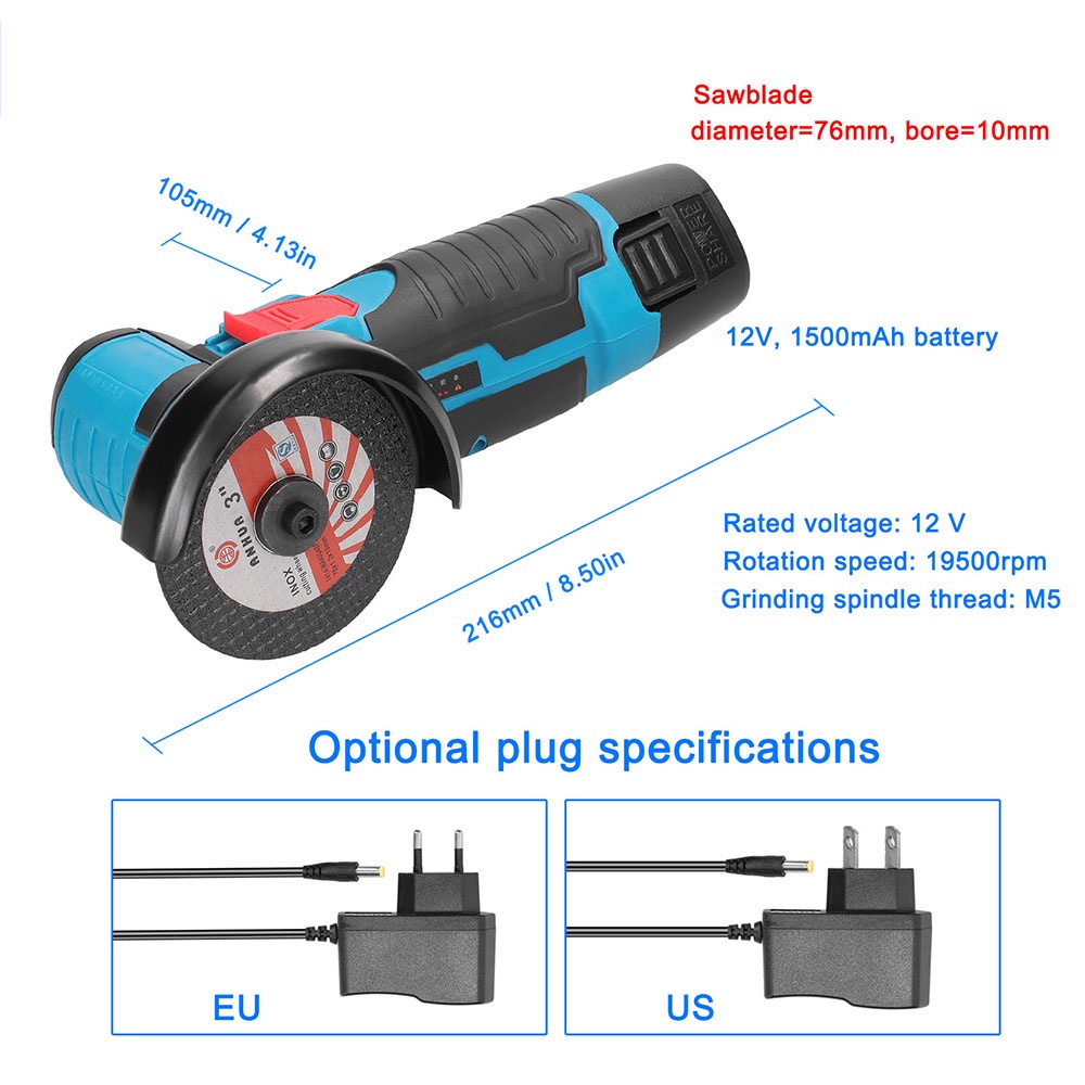 Ziqucu Máy Mài Điện Không Dây 12v 19500rpm