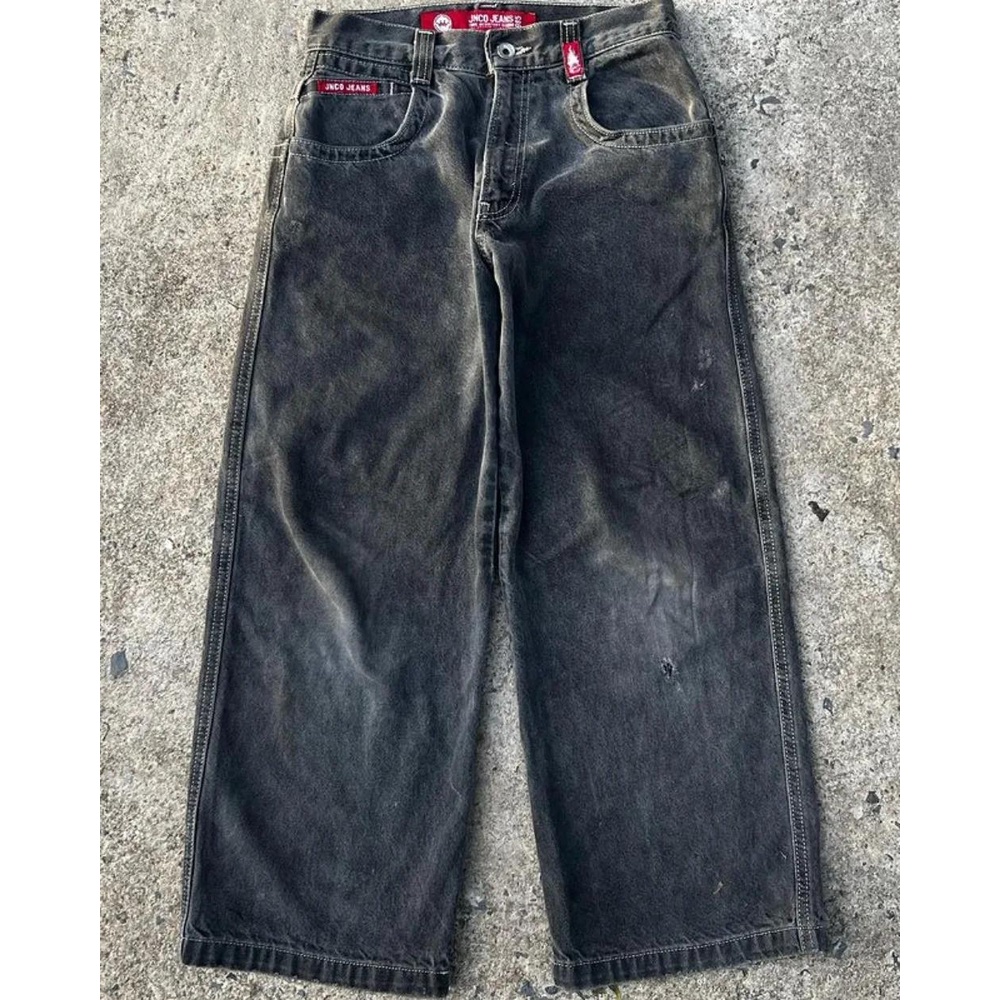 Y2k jnco Quần baggy Jean baggy Cạp Cao Ống Rộng Phong Cách hip hop Đường Phố harajuku Cá Tính Cho Nam Và Nữ