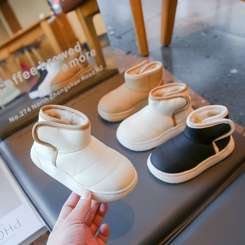 Giày Bốt Da Mềm Chống Trượt Màu Trơn Thời Trang 2023 Cho Bé Trai Và Gái Mới