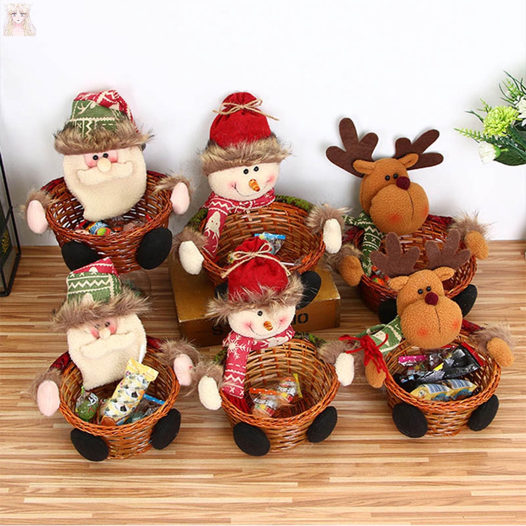 Rổ Đựng Kẹo Giá Đỡ Hình Ông Già Noel Tuần Lộc