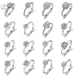 Luimo Nhẫn Cưới Mạ Bạc 925 Đính Kim Cương Giả Có Thể Điều Chỉnh Kích Cỡ