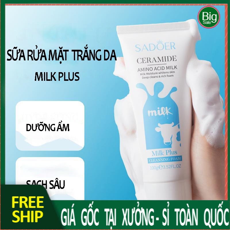 Sữa rửa mặt trắng da dưỡng ẩm mờ thâm Milk Plus Sadoer S17