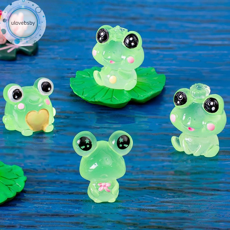 Ulovebsby Set 2 Đồ trang trí Chú Ếch Dạ Quang mini Trang Trí Tiểu Cảnh / Xe Hơi