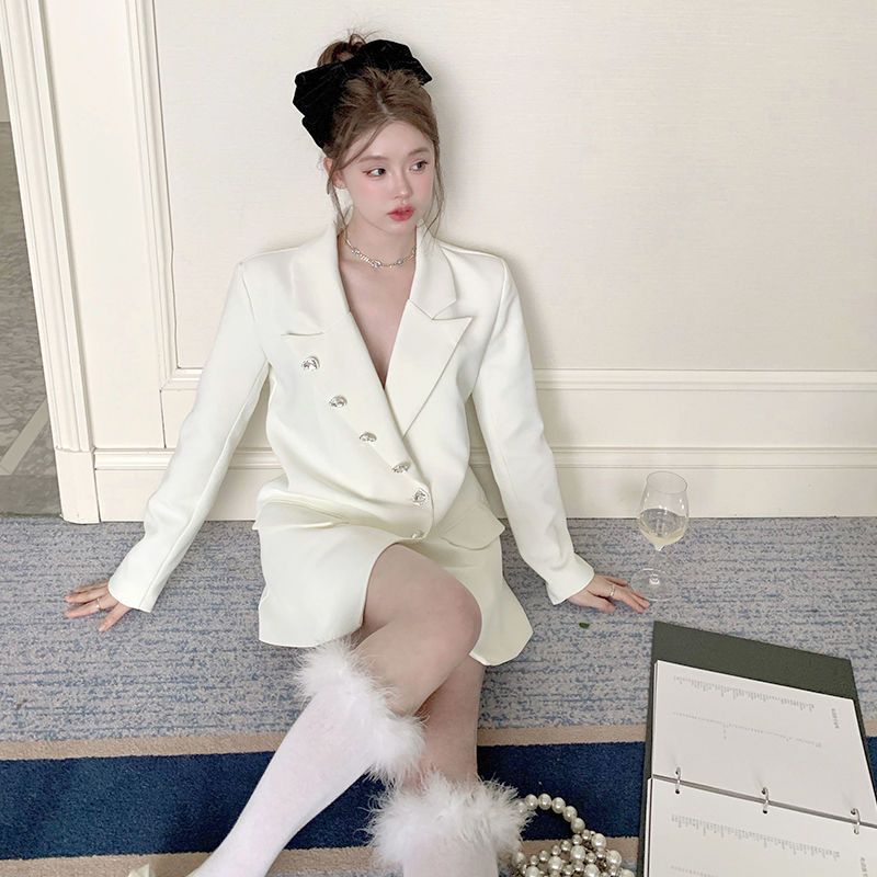 Áo Khoác Dáng Rộng Đính Kim Cương Giả Phong Cách Đường Phố Cao Cấp Mùa Thu Đông Hàng Mới Dành Cho Bạn Nữ Mặc Thường Ngày