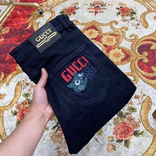 SMUV GUCCI autumn and winter simple European fashion brand heavy craft wash European goods elastic slim pants jeans 888-8
