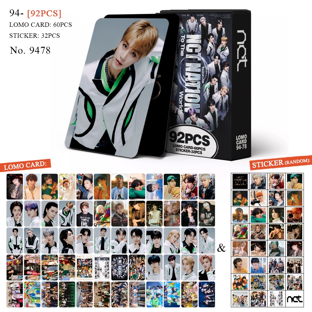 2023 NCT NATION Photocard Lomo Card Postcard Sticker thẻ 60 chiếc + nhãn dán 32 chiếc