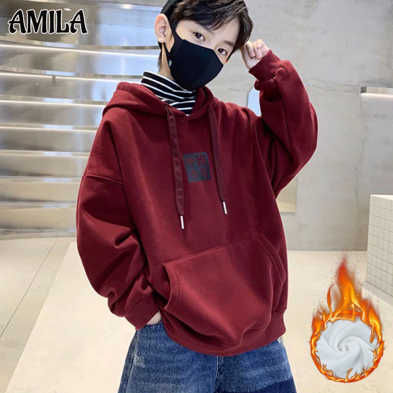Áo Hoodie Vải Nhung Dày Dặn Thời Trang Thu Đông Cho Bé Trai