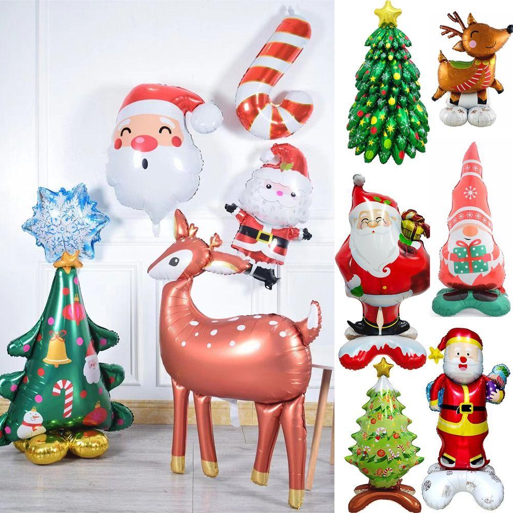 Muvako Bong Bóng Lá Nhôm Hình Ông Già Noel Hoạt Hình Lớn Trang Trí Tiệc Giáng Sinh / Đồ Chơi Trẻ Em Đứng Không Khí Trong Nhà / Tiệc Tùng