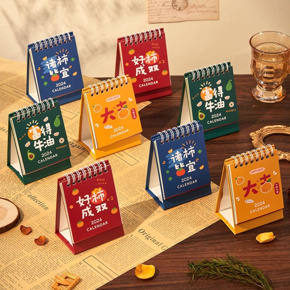 Yola Lịch Để Bàn 2024 mini Nắp Lật Họa Tiết Hoạt Hình Dễ Thương