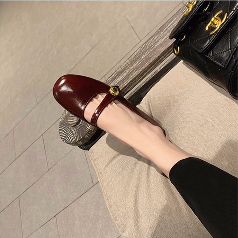 Giày Búp Bê Gót Thấp Mũi Tròn Thời Trang Nữ