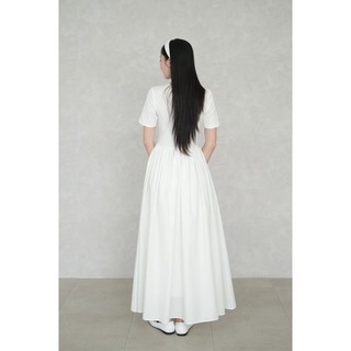 RUBIES Maya Dress - Đầm Dài Nữ Vải Thun Phối Kate Dáng Ôm Tùng Xòe Tay Ngắn Cổ Tròn