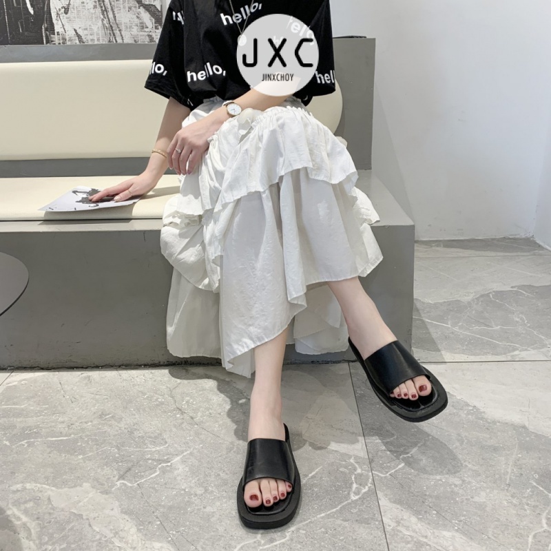 JINxCHOYDép quai ngang đế bằng mũi vuông thời trang xinh xắn dành cho nữ