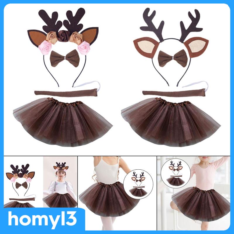 Set Băng Đô + Đầm Hóa Trang Tuần Lộc Xinh Xắn Cho Bé Gái