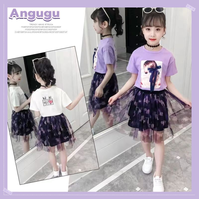 Bộ 2 Món Áo Phối Chân Váy Kiểu Hàn Quốc Thời Trang Cao Cấp Cho Bé Gái Từ 3-4 - 5-6 - 7-8 - 9-10 - 11-12 Tuổi