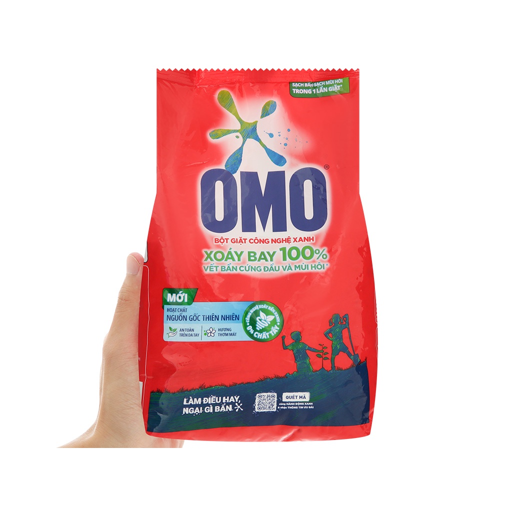 Bột giặt OMO công nghệ giặt xanh giúp xoáy bay vết bẩn loại bỏ mùi hôi túi 770g